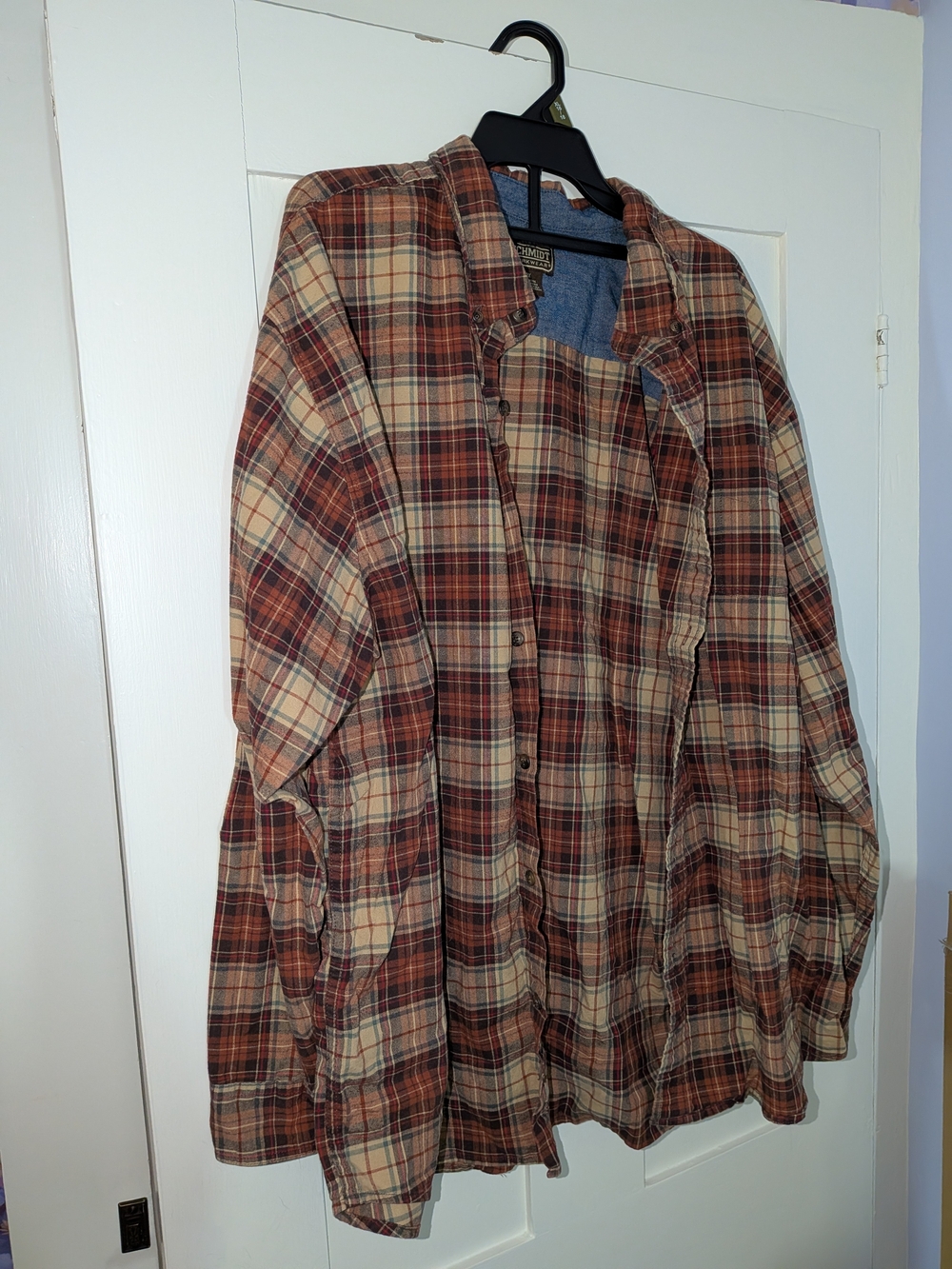 C. E. Schmidt Workwear Men's Plaid Flannel Button Down- Brown, Orange & Cream